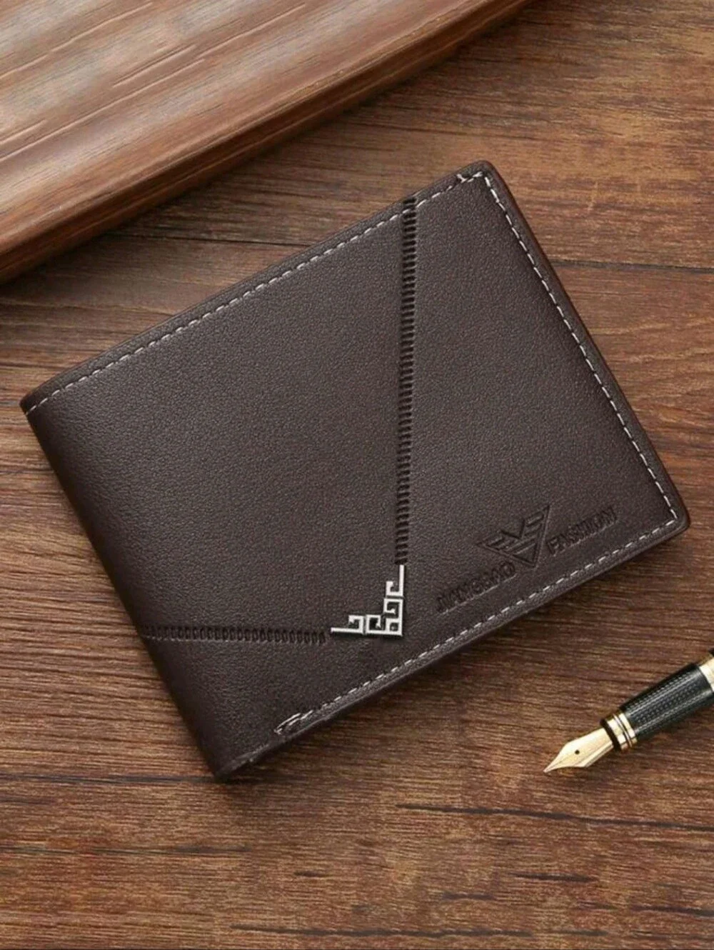 3pcs/Set Men's Pu Leather Short Wallet, Fashionable Plaid Soft Wallet, Large